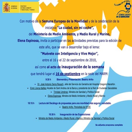 Invitación a participar en las actividades de la Semana Europea de la Movilidad