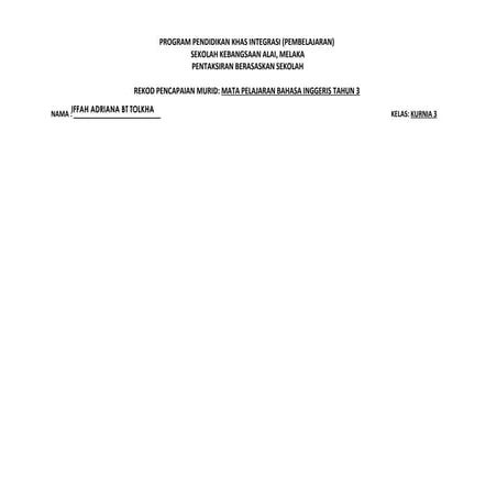 Senarai semak bi pbs pend khas thn 3