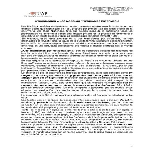 MODELOS Y TEORIAS DE ENFERMERIA