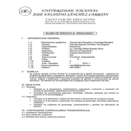 Servicio al graduando i