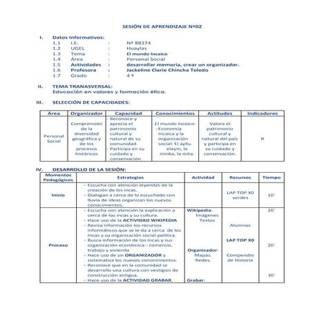 Sesión de aprendizaje nº02