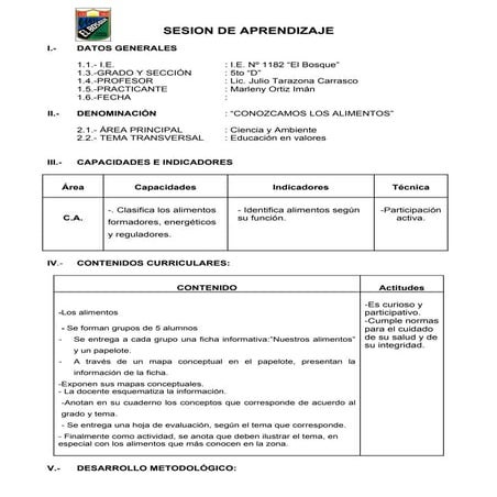 Sesion los-alimentos 5º