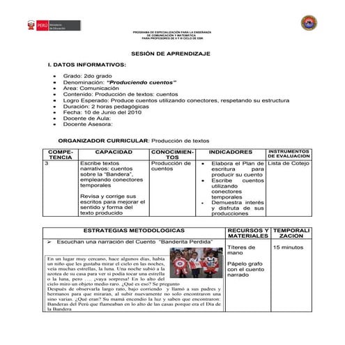 Sesion  de Aprendizaje para Primaria