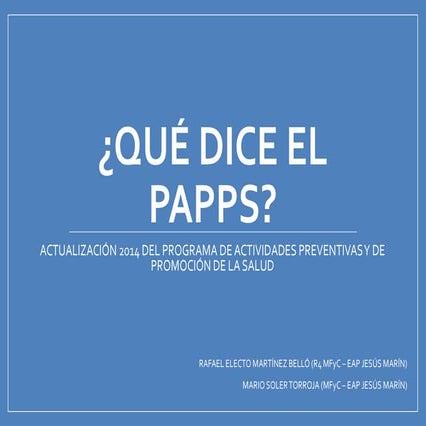 Sesión clínica - "PAPPS actualización 2014"