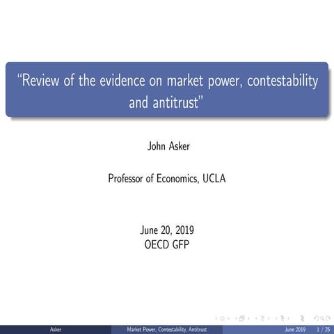 Review of the evidence on market power, contestability and antitrust