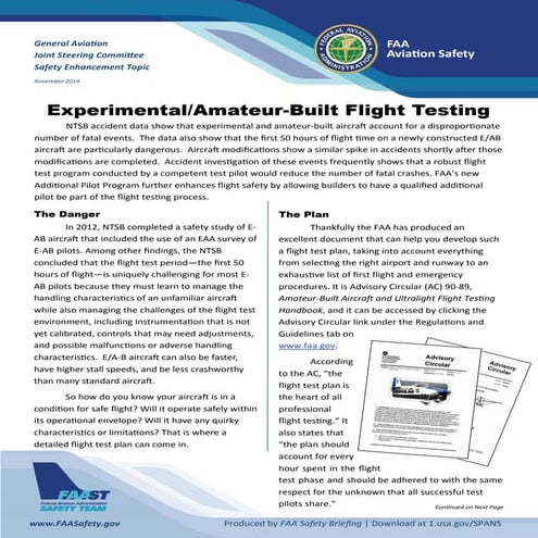 Experimental/Amateur-Built Flight Testing