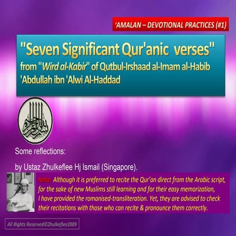 Seven Significant Quranic  Verses[Slideshare]