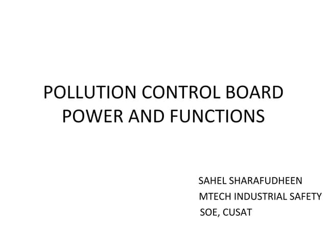 Pollution control board -Power and Functions