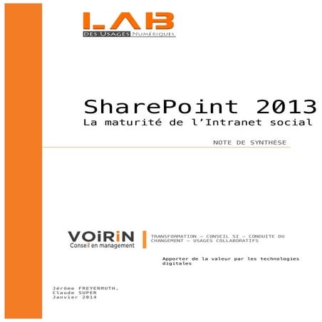 SharePoint 2013 la maturité de l'intranet social !