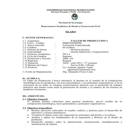 Sillabus  taller de produccion