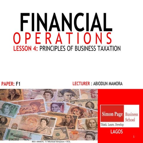 PRINCIPLES OF BUSINESS TAXATION