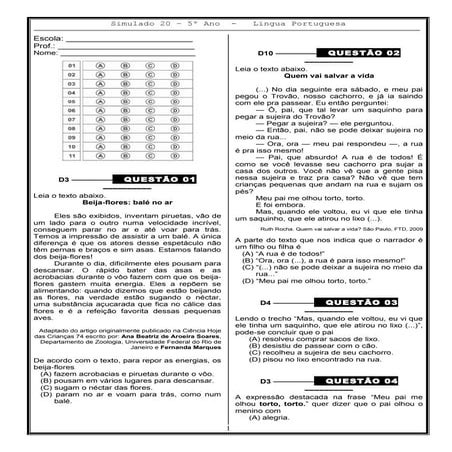 Simulado 20 (port. 5º ano)