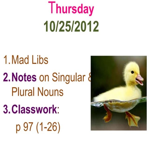 Singular and Plural nouns- Unit 2