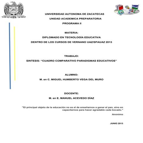 Sintesis cuadro comparativo paradigmas educativos