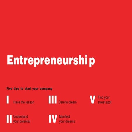 Entrepreneurship: Five Tips to Start Your Company.