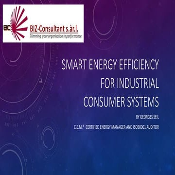 Smart energy efficiency for industrial consumer systems