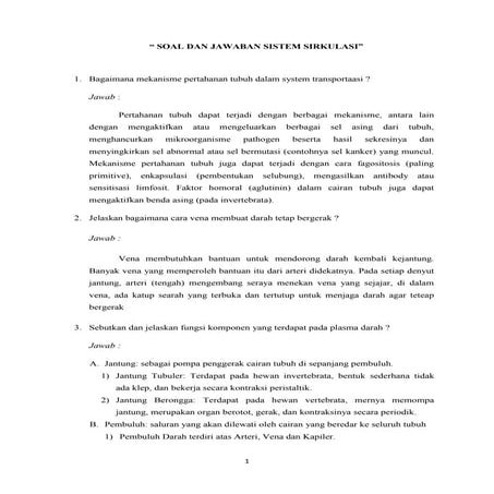 Soal dan jawaban Fisiologi Hewan