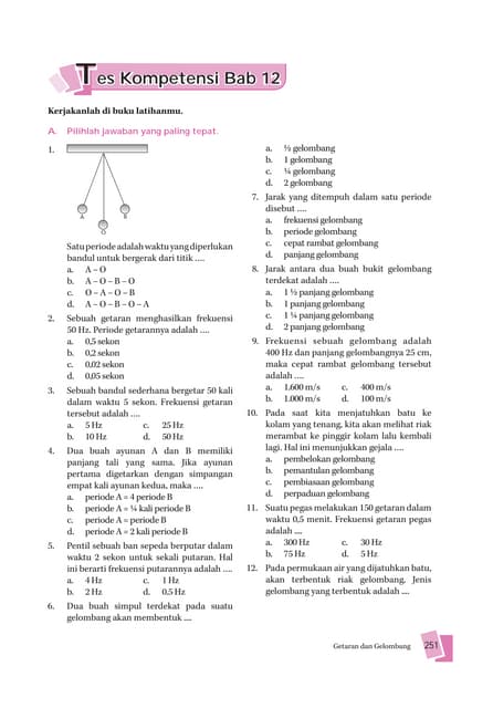 Soal getaran dan gelombang