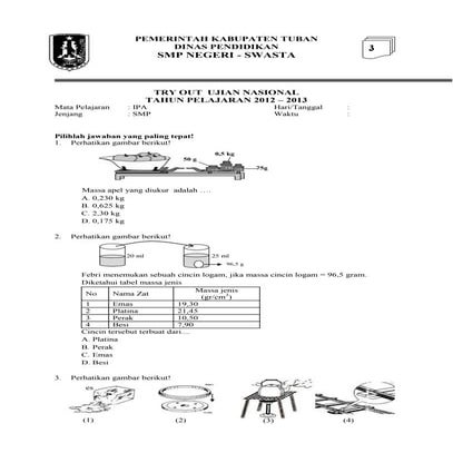 Soal tryout ipa smp tipe 3