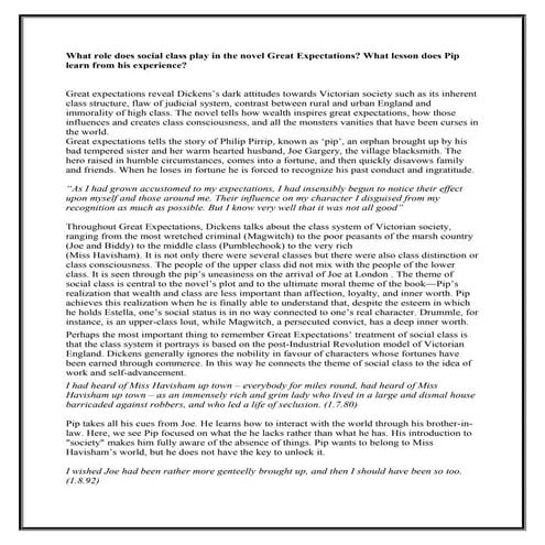 social class play in the novel Great Expectations