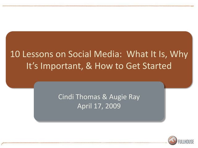 10 Lessons on Social Media:  What It Is, Why It’s Important, &amp; How to Get...
