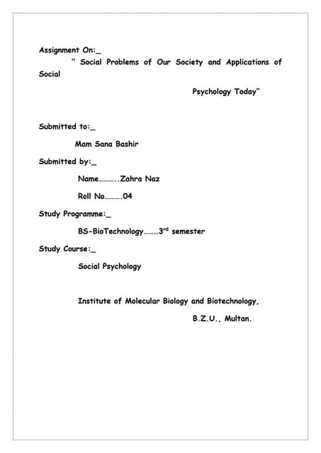 Social problems and social psychology