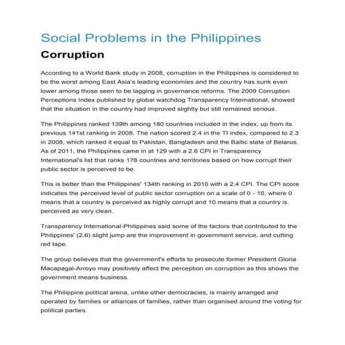 Social problems in the philippines