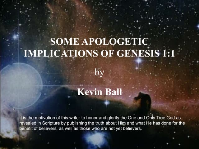 EARTH DAY Some apologetic implications of genesis 1.1 public