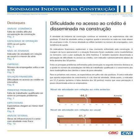 Sondagem da Indústria da Construção | Junho 2014 | Divulgação 23/07/2014