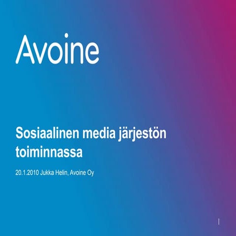 Sosiaalinen media järjestön toiminnassa