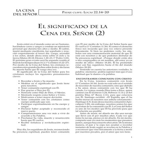 El significado de la Cena del Señor, 2 - Lucas 22.14-20
