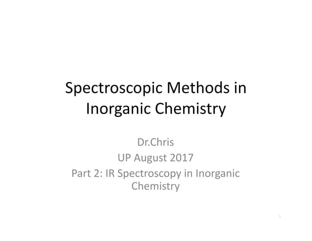 Spectroscopic methods in inorganic chemistry part2 IR