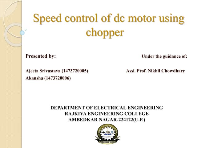Speed control of dc motor using chopper