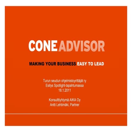 TSOY Spotlight 2011 Tammikuu - Cone Advisor