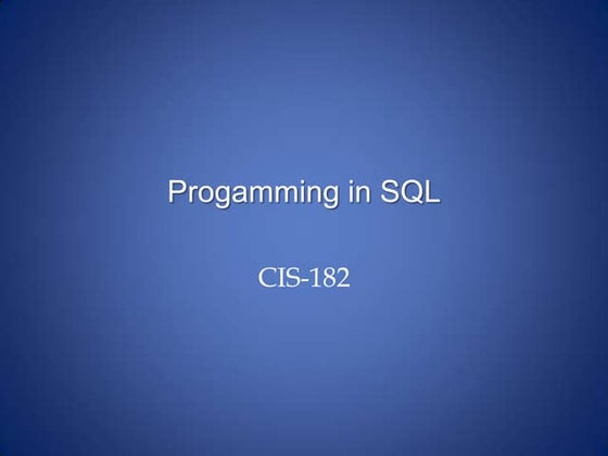 SQL Programming