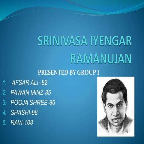Srinivasa iyengar ramanujan