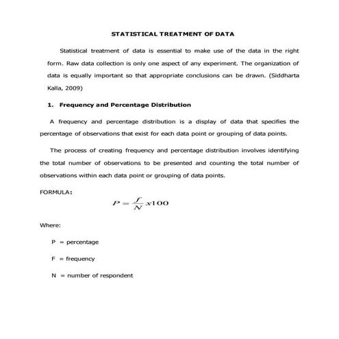 Statistical treatment of data