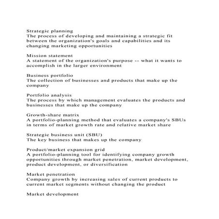 Strategic planning The process of developing and maintaining a s.docx