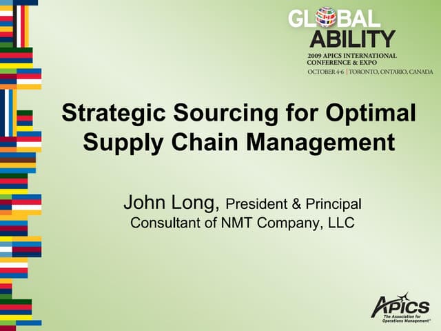 Strategic sourcing for optimal gscm
