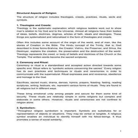 Structural aspects of religion