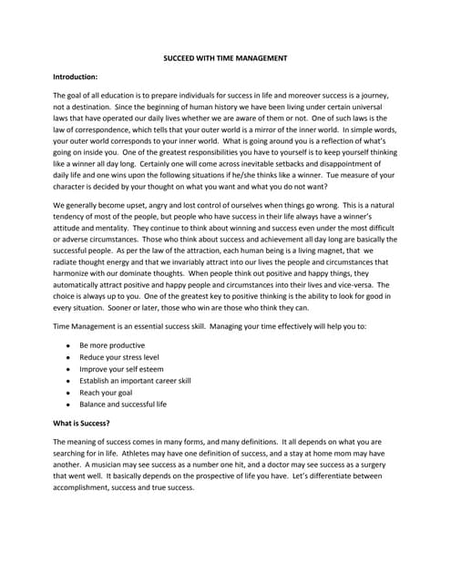 Succeed with time management