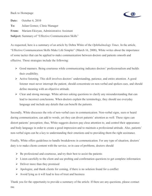 Summary of an article 