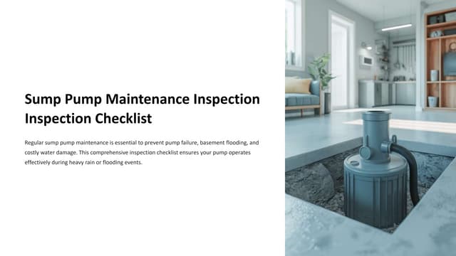 Sump Pump Maintenance Inspection Checklist with eAuditor Audits and inspections
