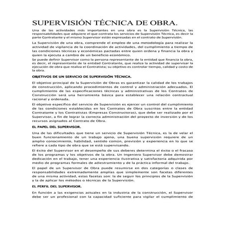 Supervisión técnica de obra