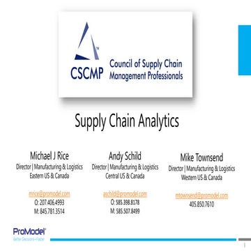 Supply Chain Analytics with Simulation