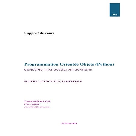 Programmation Orientée Objets (Python) : CONCEPTS, PRATIQUES ET APPLICATIONS