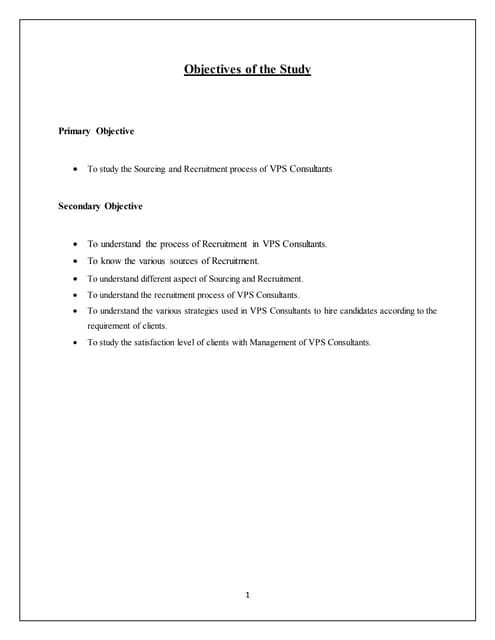 summer internship report - sourcing and recruitment