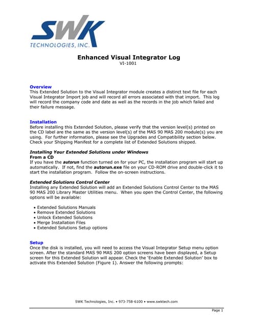 Enhanced Visual Integrator Log