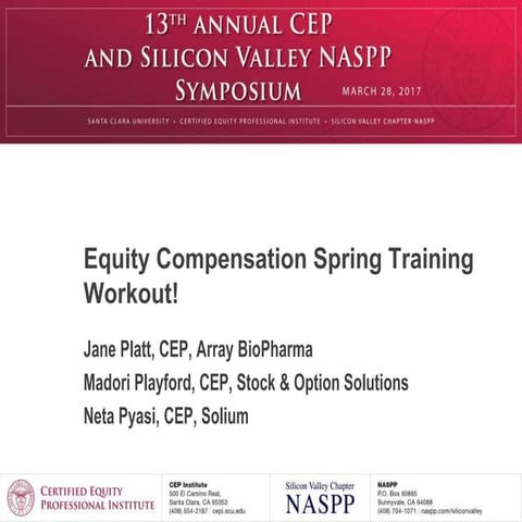 Equity Compensation Spring Training Workout! 