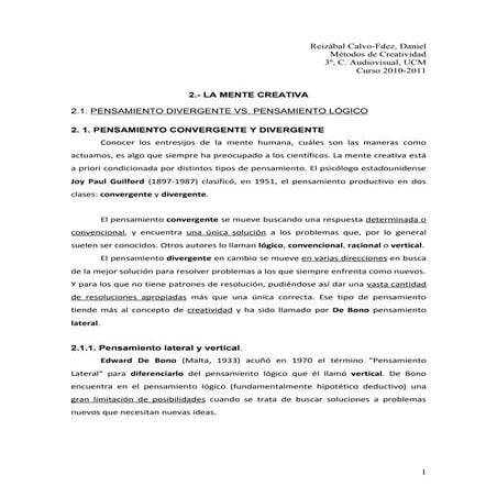 Tema 2: La mente creativa